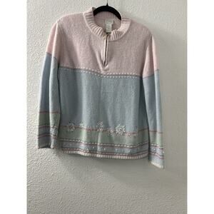 Vintage Cricket Lane Womans Size M Sweater Pullover‎ Pastel Floral Grandma Ramie